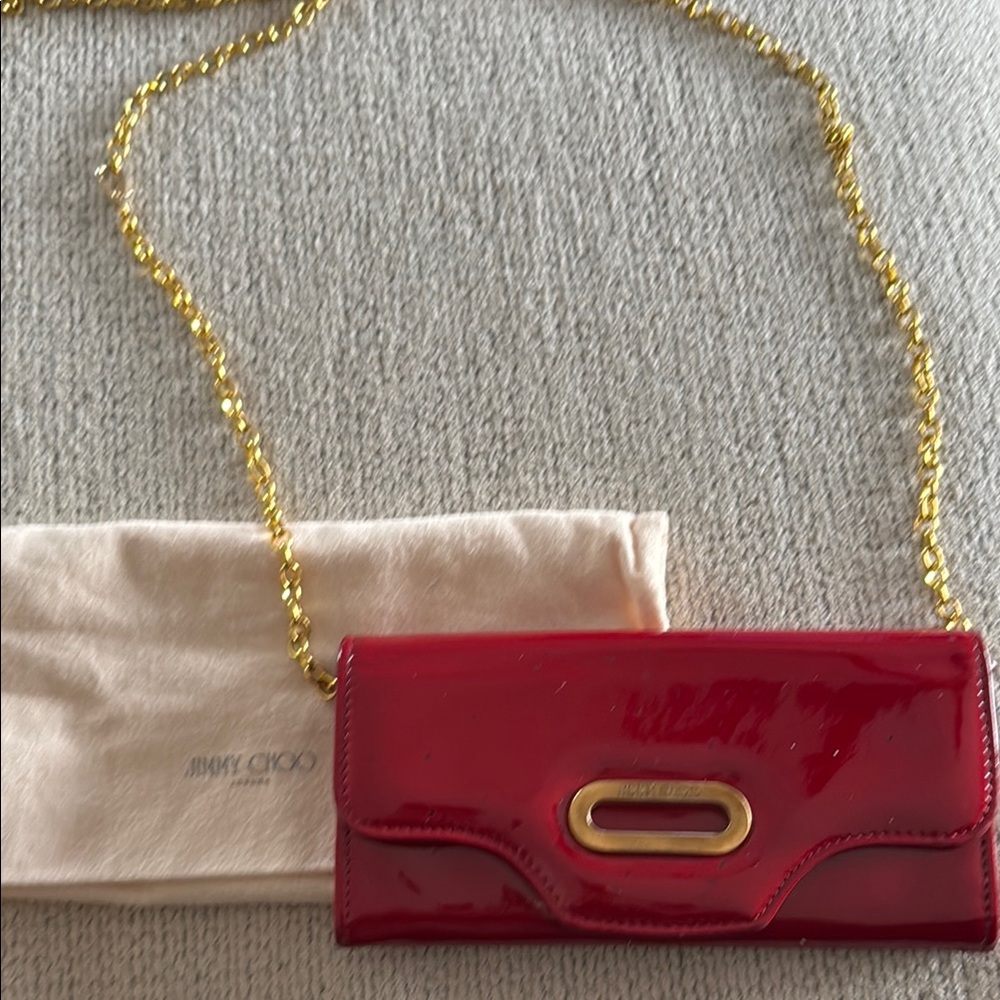 Jimmy Choo Red Wallet with Gold Accent